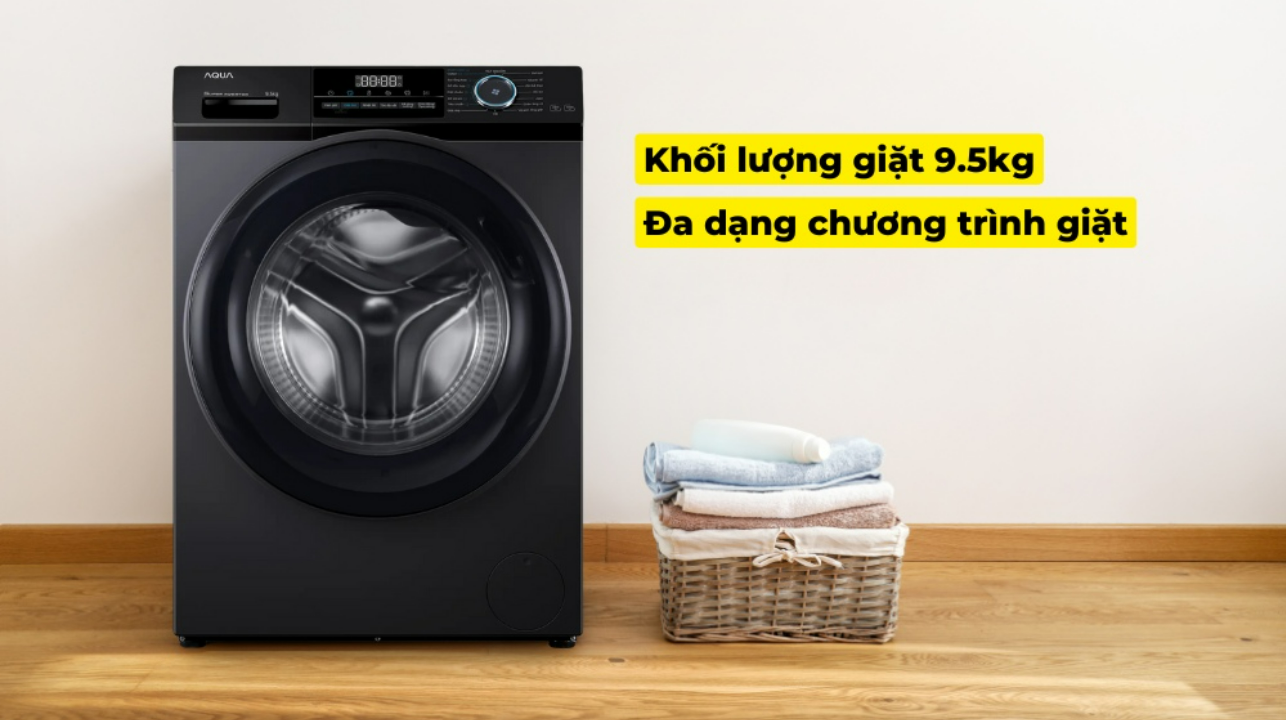 Khối lượng giặt 9.5kg, đi cùng đa dạng chương trình giặt tiện dụng trên AQD-A952J.BK