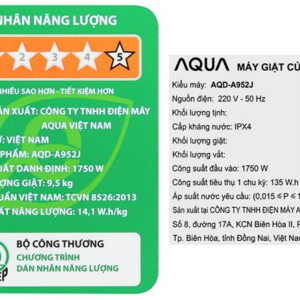 Máy giặt Aqua lồng ngang 9.5kg AQD-A952J.BK
